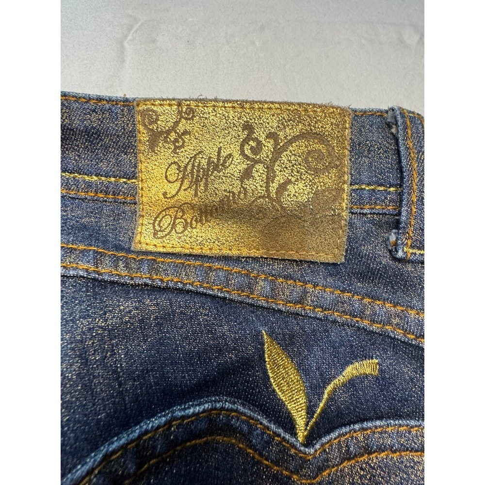 Apple Bottoms Gold Shimmer Metallic Dark Wash Straight Leg Jeans Womens 11/12 - Picture 14 of 16